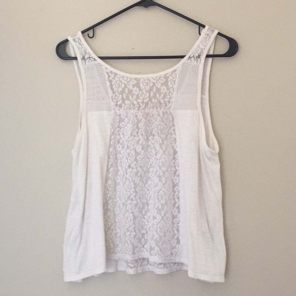 White mesh and lace top
